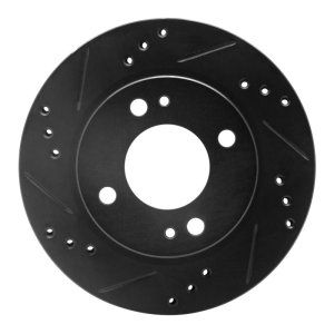 Mitsubishi Mirage Brake Rotor (1) - Front Left - R1 Concepts - Drilled & Slotted - Black - `14-`15